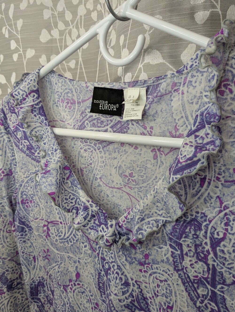 Boutique Europa Paisley Ruffle-Neck Blouse, Women's Small - Picture 2 of 8